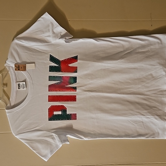NWT Victoria Secret PINK white logo Tshirt. Size Medium. - Picture 2 of 8